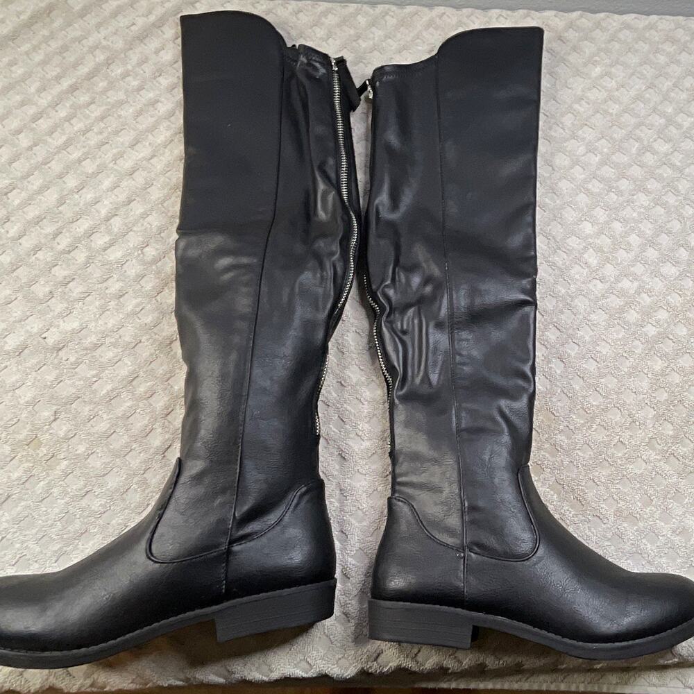 Style & Co Hayley Women’s Black Knee-High Riding Boots Side Zip Wide Calf 6M